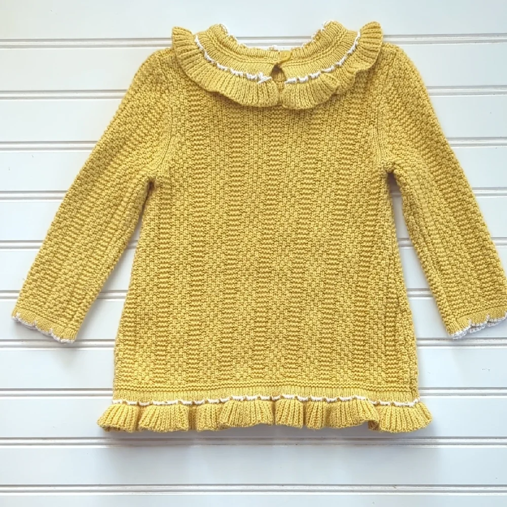 Rachel Zoe Mustard Ruffled Kids Dress - Picture 4 of 4